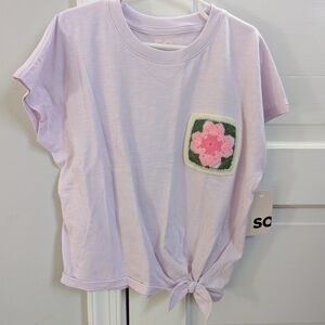 SO Light Purple Tee with Pink Floral Patch